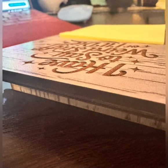 1-Handmade by me Wooden post-it note and pen desk holder with humorous sayings - Picture 5 of 10